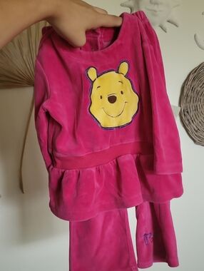 Disney Winnie The Pooh Velvet Like Texture Pink Outfit 18m
